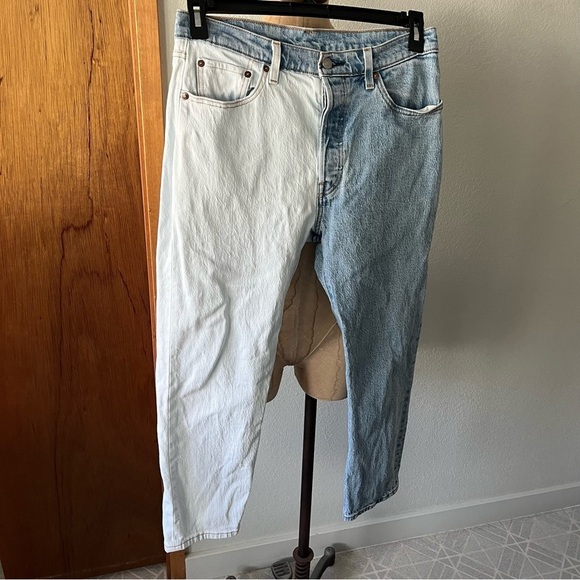 Levi's Denim - LEVIS sz 29 x 26 501 Two Tone Half Splice Blue Denim Jeans Button Fly
